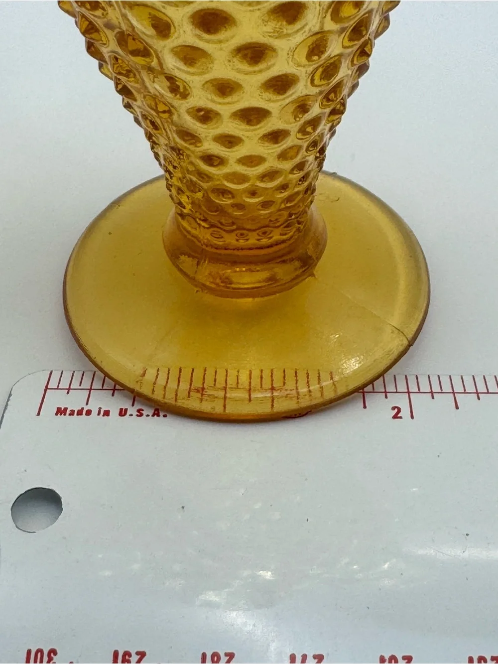 Vintage Fenton Amber Hobnail Mini Ruffled Vase Crimped Rim USA
